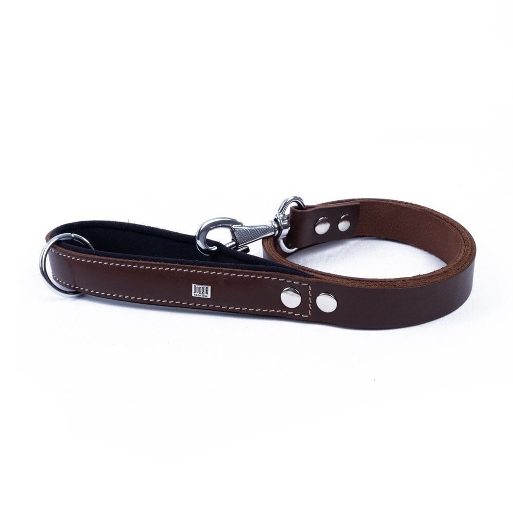 Doggie Konforlu Gerçek Deriden El Yapımı Köpek Gezdirme Kayışı 2,5x120cm - Brown
