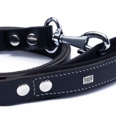 Doggie Konforlu Gerçek Deriden El Yapımı Köpek Gezdirme Kayışı 2,5x120cm - Black