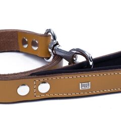 Doggie Konforlu Gerçek Deriden El Yapımı Köpek Gezdirme Kayışı 3x100cm - Camel
