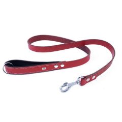 Doggie Konforlu Gerçek Deriden El Yapımı Köpek Gezdirme Kayışı 3x100cm - Red