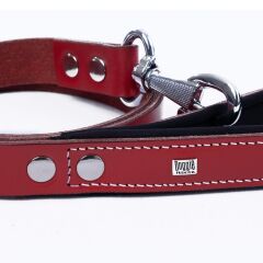 Doggie Konforlu Gerçek Deriden El Yapımı Köpek Gezdirme Kayışı 3x100cm - Red