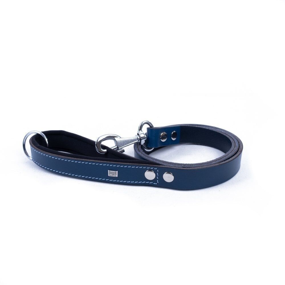 Doggie Konforlu Gerçek Deriden El Yapımı Köpek Gezdirme Kayışı 3x100cm - Royal Blue