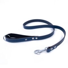 Doggie Konforlu Gerçek Deriden El Yapımı Köpek Gezdirme Kayışı 3x100cm - Royal Blue