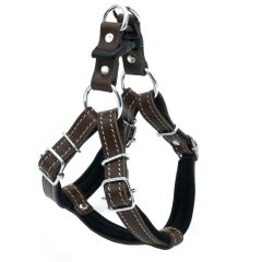 Doggie Konforlu Gerçek Deriden El Yapımı Ronin Model Köpek Göğüs Tasması S-1,5x40-45cm - Brown