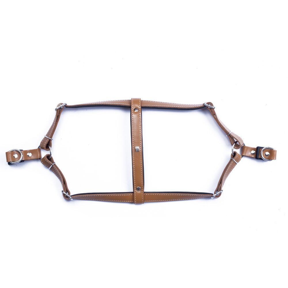 Doggie Konforlu Gerçek Deriden El Yapımı Ronin Model Köpek Göğüs Tasması S-1,5x40-45cm - Camel