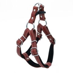 Doggie Konforlu Gerçek Deriden El Yapımı Ronin Model Köpek Göğüs Tasması S-1,5x40-45cm - Red