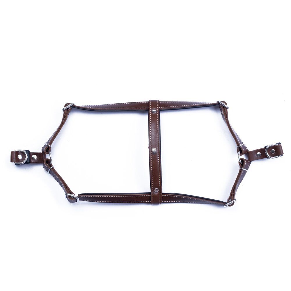 Doggie Konforlu Gerçek Deriden El Yapımı Ronin Model Köpek Göğüs Tasması XS-1,5x35-45cm - Brown