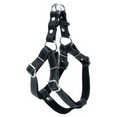 Doggie Konforlu Gerçek Deriden El Yapımı Ronin Model Köpek Göğüs Tasması XS-1,5x35-45cm - Black