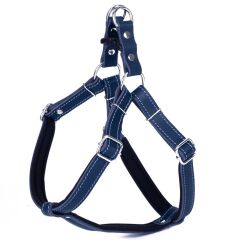 Doggie Konforlu Gerçek Deriden El Yapımı Ronin Model Köpek Göğüs Tasması L-2x55-65cm - Royal Blue