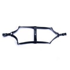 Doggie Konforlu Gerçek Deriden El Yapımı Ronin Model Köpek Göğüs Tasması L-2x55-65cm - Black