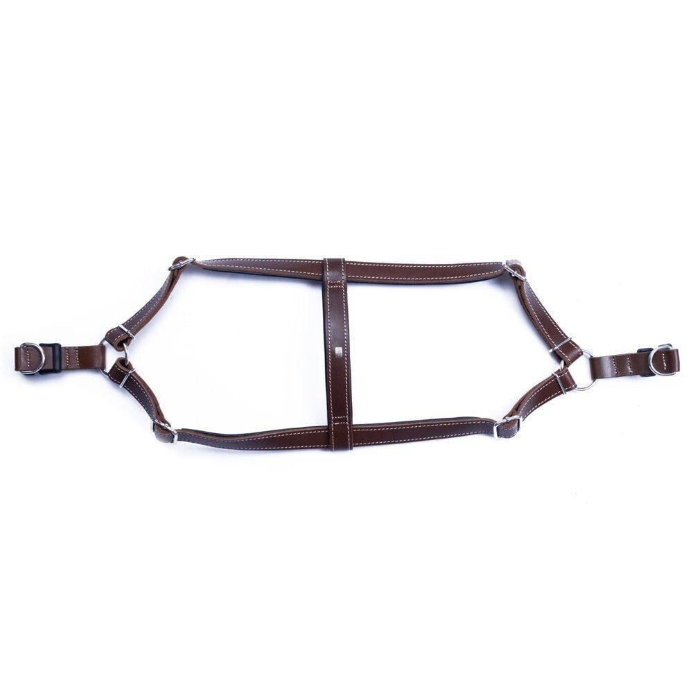 Doggie Konforlu Gerçek Deriden El Yapımı Ronin Model Köpek Göğüs Tasması XL-2,5x65-75cm - Brown