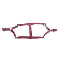 Doggie Konforlu Gerçek Deriden El Yapımı Ronin Model Köpek Göğüs Tasması XL-2,5x65-75cm - Red