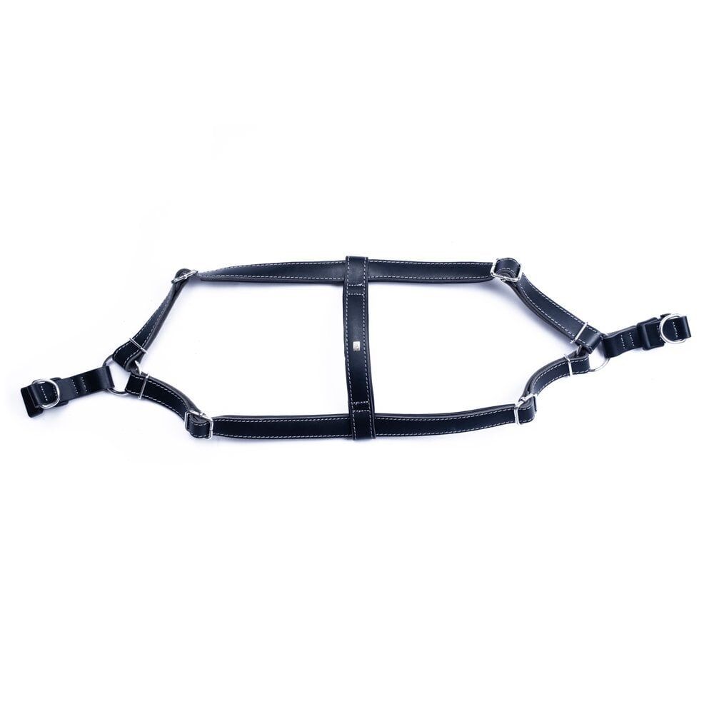 Doggie Konforlu Gerçek Deriden El Yapımı Ronin Model Köpek Göğüs Tasması XL-2,5x65-75cm - Black