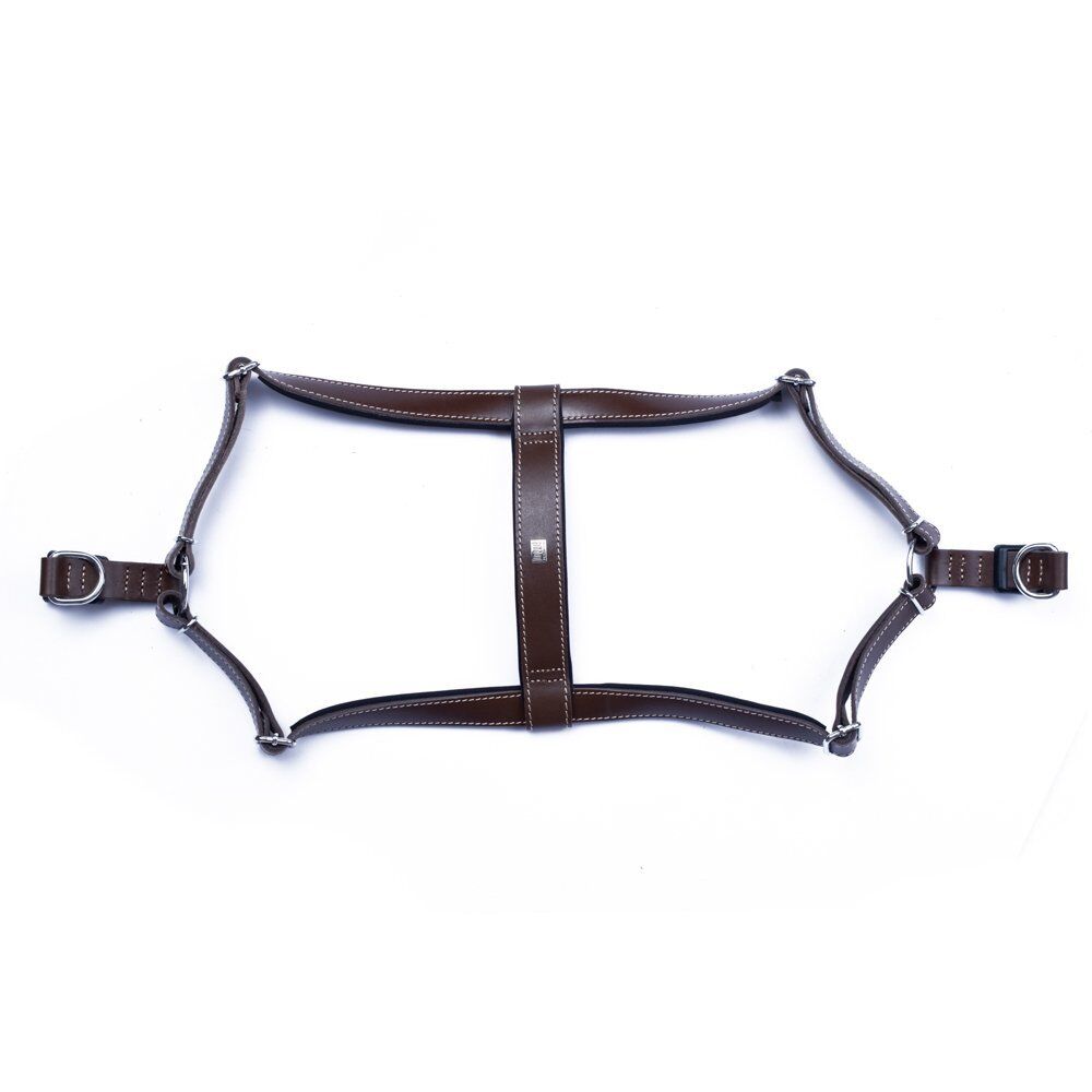 Doggie Konforlu Gerçek Deriden El Yapımı Ronin Model Köpek Göğüs Tasması XXL-3x70-80cm - Brown