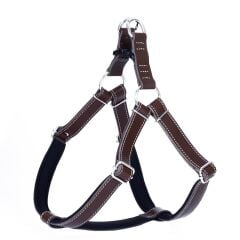 Doggie Konforlu Gerçek Deriden El Yapımı Ronin Model Köpek Göğüs Tasması XXL-3x70-80cm - Brown