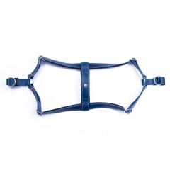 Doggie Konforlu Gerçek Deriden El Yapımı Ronin Model Köpek Göğüs Tasması XXL-3x70-80cm - Royal Blue
