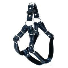 Doggie Konforlu Gerçek Deriden El Yapımı Ronin Model Köpek Göğüs Tasması M-2x45-55cm - Royal Blue