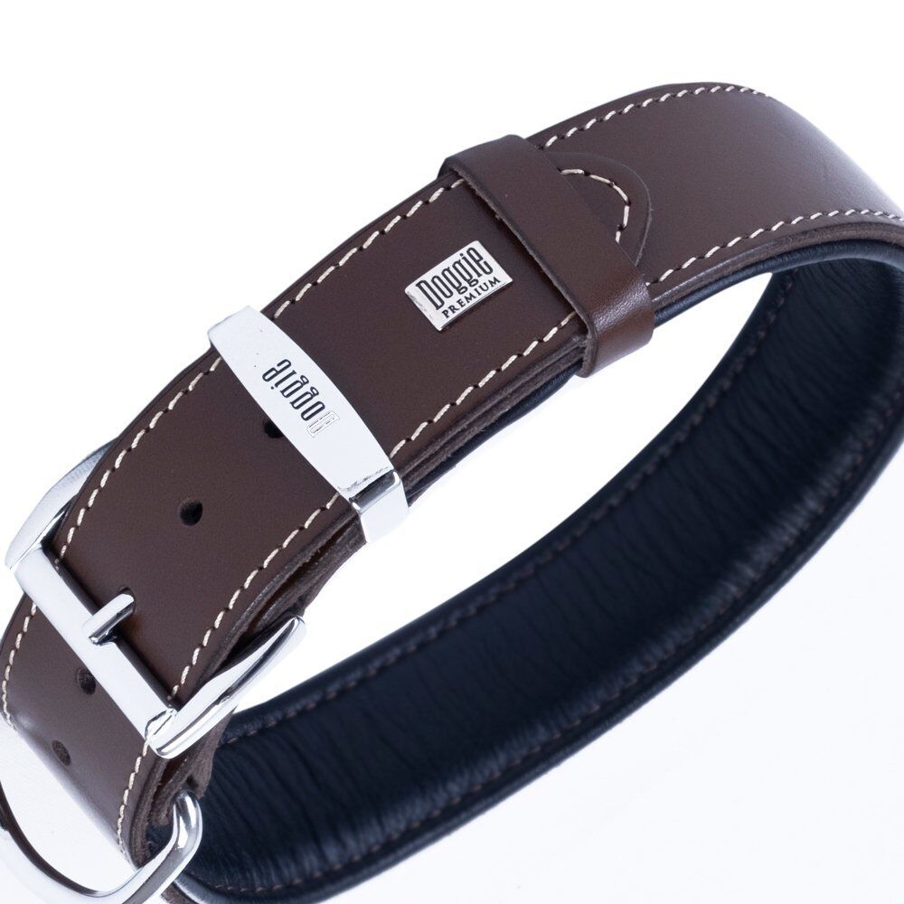 Doggie Fırstclass Gerçek Deriden El Yapımı Köpek Boyun  Tasması 4x47-55cm - Brown