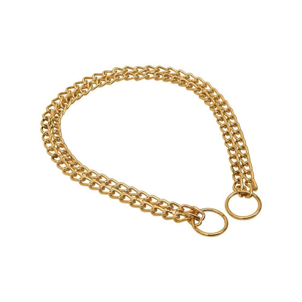 Doggie Eğitim Serisi Çift Boğma Zincirli Köpek Boyun Tasması 2,5x60-60cm - Gold