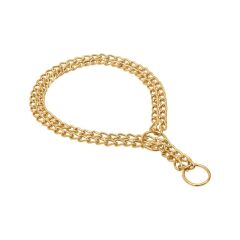 Doggie Eğitim Serisi Çift Boğma Zincirli Köpek Boyun Tasması 2,5x60-60cm - Gold