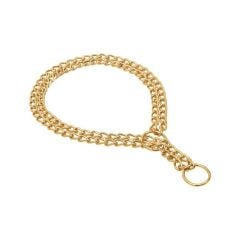 Doggie Eğitim Serisi Çift Boğma Zincirli Köpek Boyun Tasması 2,5x60-60cm - Gold