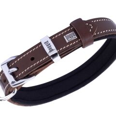 Doggie Konforlu Gerçek Deriden El Yapımı Köpek Boyun Tasması 1,5x20-25cm - Brown