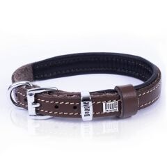 Doggie Konforlu Gerçek Deriden El Yapımı Köpek Boyun Tasması 1,5x20-25cm - Brown