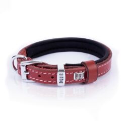 Doggie Konforlu Gerçek Deriden El Yapımı Köpek Boyun Tasması 1,5x20-25cm - Red