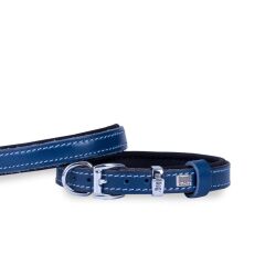 Doggie Konforlu Gerçek Deriden El Yapımı Köpek Boyun Tasması 1,5x20-25cm - Royal Blue