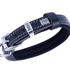 Doggie Konforlu Gerçek Deriden El Yapımı Köpek Boyun Tasması 1,5x25-30cm - Black