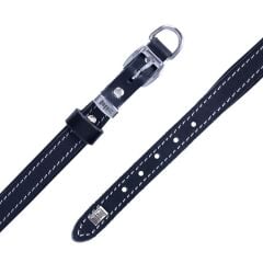Doggie Konforlu Gerçek Deriden El Yapımı Köpek Boyun Tasması 1,5x25-30cm - Black