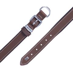 Doggie Konforlu Gerçek Deriden El Yapımı Köpek Boyun Tasması 2,5x37-45cm - Brown