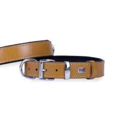 Doggie Konforlu Gerçek Deriden El Yapımı Köpek Boyun Tasması 2,5x37-45cm - Camel