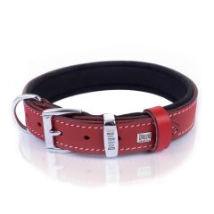 Doggie Konforlu Gerçek Deriden El Yapımı Köpek Boyun Tasması 2,5x37-45cm - Red