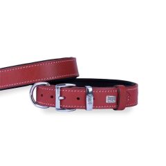 Doggie Konforlu Gerçek Deriden El Yapımı Köpek Boyun Tasması 2,5x37-45cm - Red