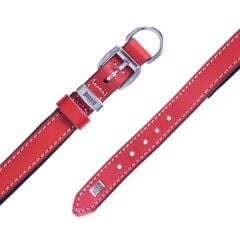 Doggie Konforlu Gerçek Deriden El Yapımı Köpek Boyun Tasması 2x35-40cm - Red
