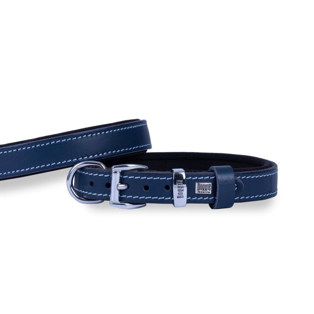 Doggie Konforlu Gerçek Deriden El Yapımı Köpek Boyun Tasması 2x35-40cm - Royal Blue
