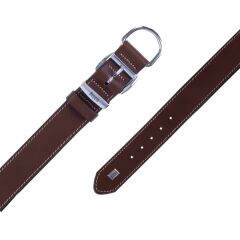 Doggie Konforlu Gerçek Deriden El Yapımı Köpek Boyun Tasması 3,5x47-55cm - Brown