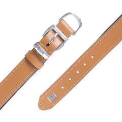 Doggie Konforlu Gerçek Deriden El Yapımı Köpek Boyun Tasması 3x42-50cm - Camel
