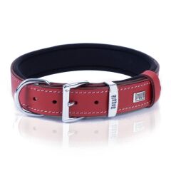 Doggie Konforlu Gerçek Deriden El Yapımı Köpek Boyun Tasması 3x42-50cm - Red