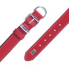 Doggie Konforlu Gerçek Deriden El Yapımı Köpek Boyun Tasması 3x42-50cm - Red