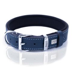 Doggie Konforlu Gerçek Deriden El Yapımı Köpek Boyun Tasması 3x42-50cm - Royal Blue