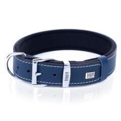 Doggie Konforlu Gerçek Deriden El Yapımı Köpek Boyun Tasması 4x47-55cm - Royal Blue