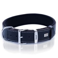 Doggie Konforlu Gerçek Deriden El Yapımı Köpek Boyun Tasması 4x52-60cm - Black