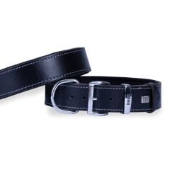 Doggie Konforlu Gerçek Deriden El Yapımı Köpek Boyun Tasması 4x52-60cm - Black