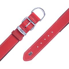 Doggie Konforlu Gerçek Deriden El Yapımı Köpek Boyun Tasması 4x52-60cm - Red