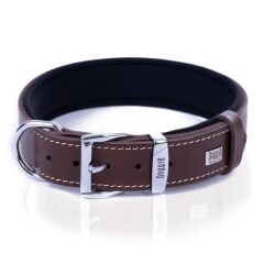 Doggie Konforlu Gerçek Deriden El Yapımı Köpek Boyun Tasması 4x57-65cm - Brown