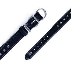 Doggie Konforlu Gerçek Deriden El Yapımı Çivili Köpek Boyun Tasması 3x42-50cm - Black