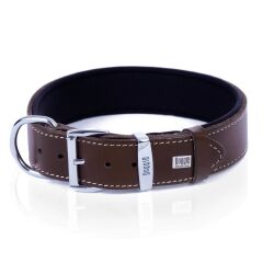 Doggie Konforlu Gerçek Deriden El Yapımı Çivili Köpek Boyun Tasması 3,5x52-60cm - Brown