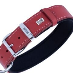 Doggie Konforlu Gerçek Deriden El Yapımı Çivili Köpek Boyun Tasması 3,5x52-60cm - Red
